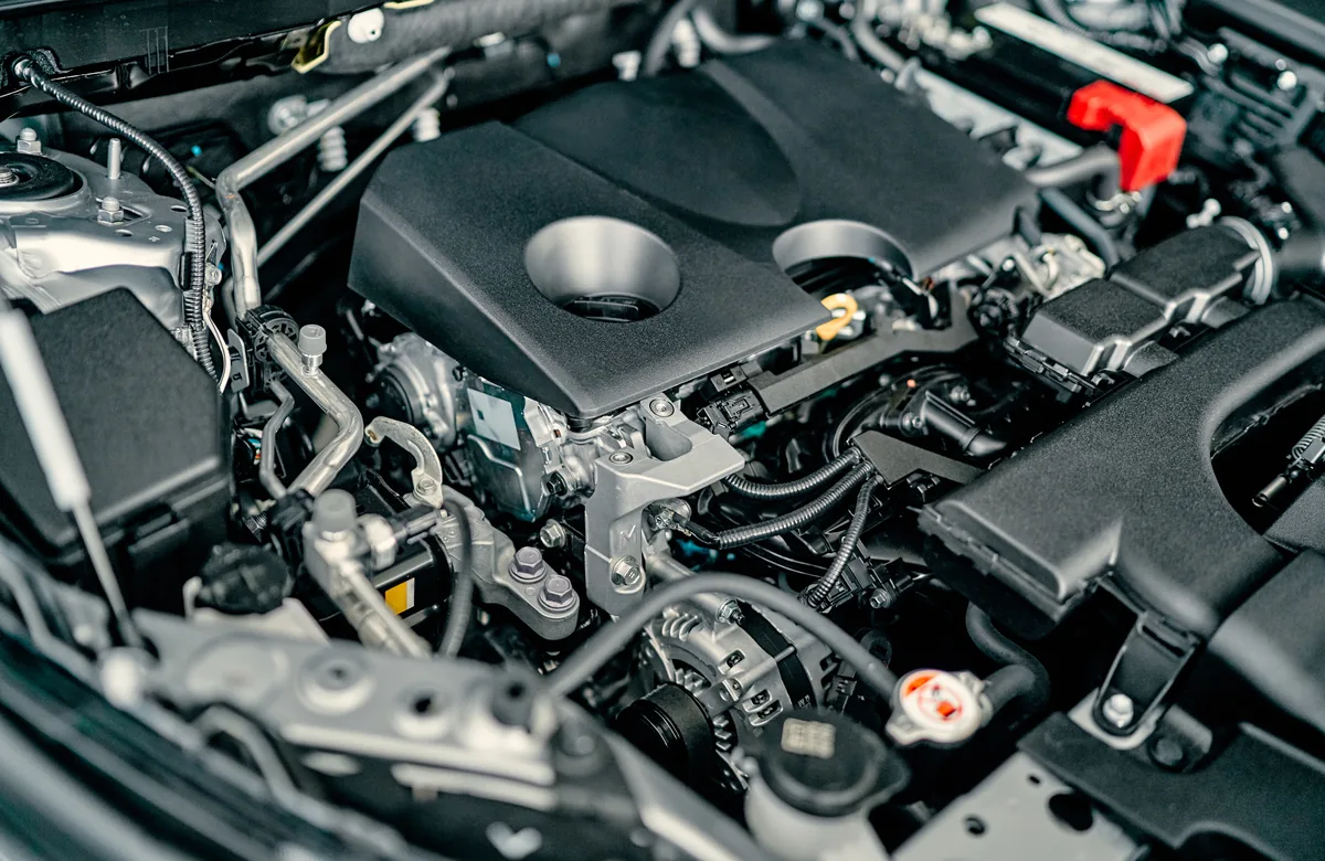 Close-up view of a modern car engine
